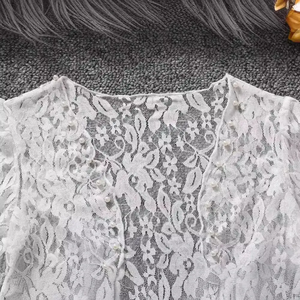 2023 Lace Sunscreen Jacket for Girls White Long Sleeve - Image 2