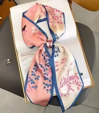 Imitation Silk Scarf Large Angle Floral Pattern - Image 17