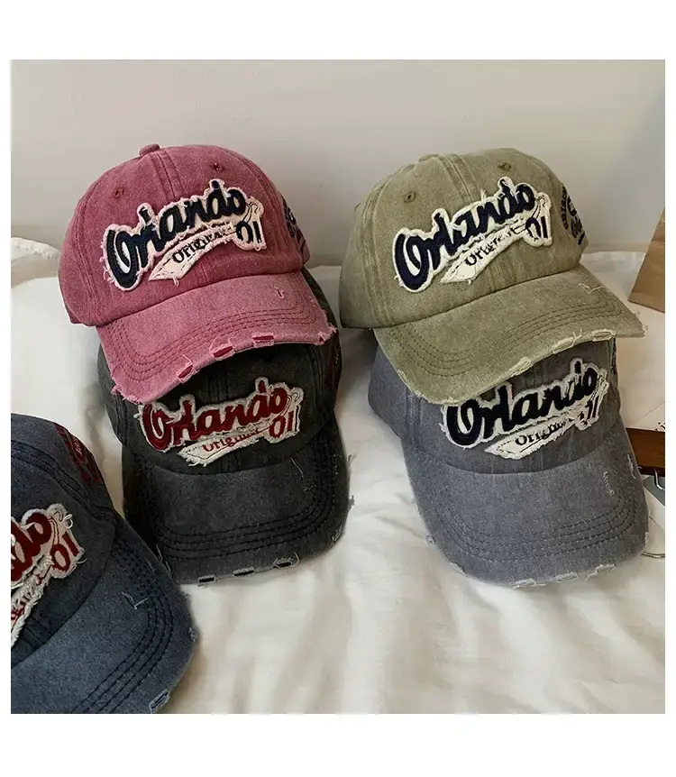 Women Denim Peaked Cap with Retro Logo — feature 12