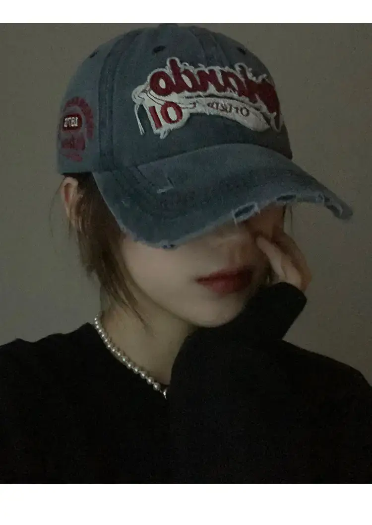 Women Denim Peaked Cap with Retro Logo — feature 7