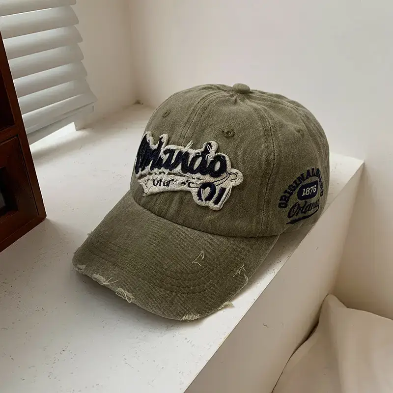 Women Denim Peaked Cap with Retro Logo - Image 4