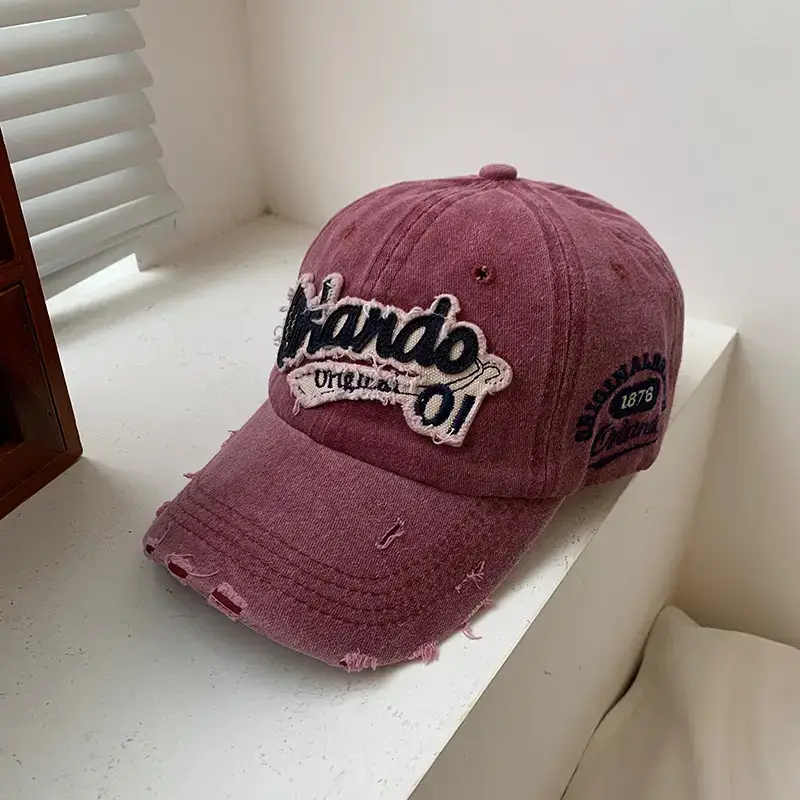 Women Denim Peaked Cap with Retro Logo - Image 5