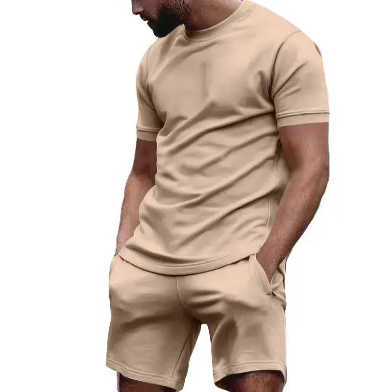 Men's White Crossbody Fitness Shorts & T-Shirt Set — feature 17