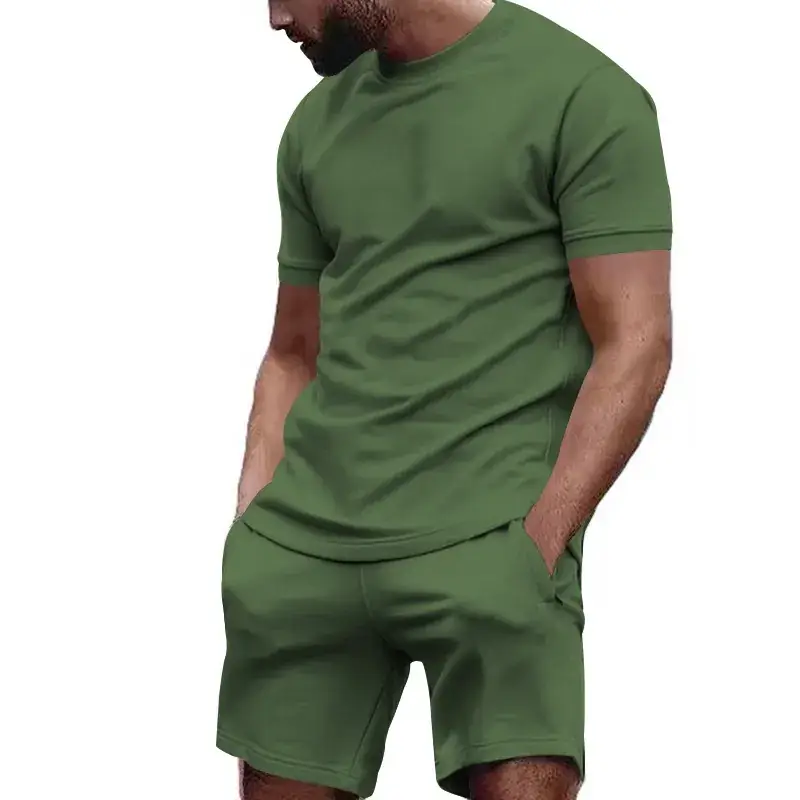 Men's White Crossbody Fitness Shorts & T-Shirt Set — feature 19