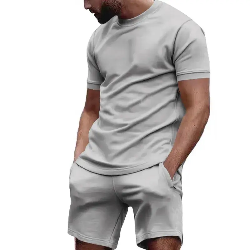 Men's White Crossbody Fitness Shorts & T-Shirt Set — feature 21