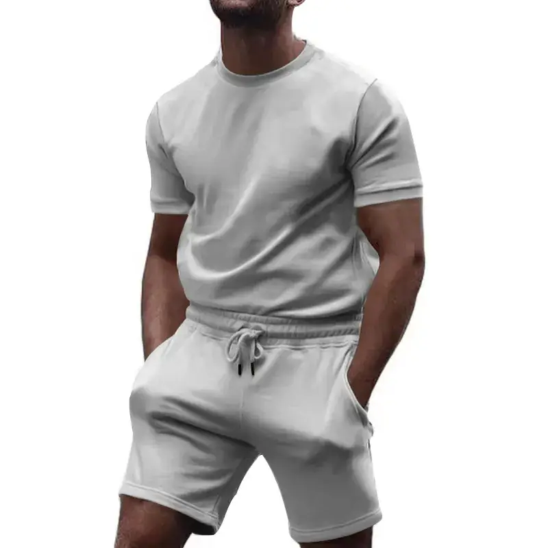 Men's White Crossbody Fitness Shorts & T-Shirt Set — feature 22