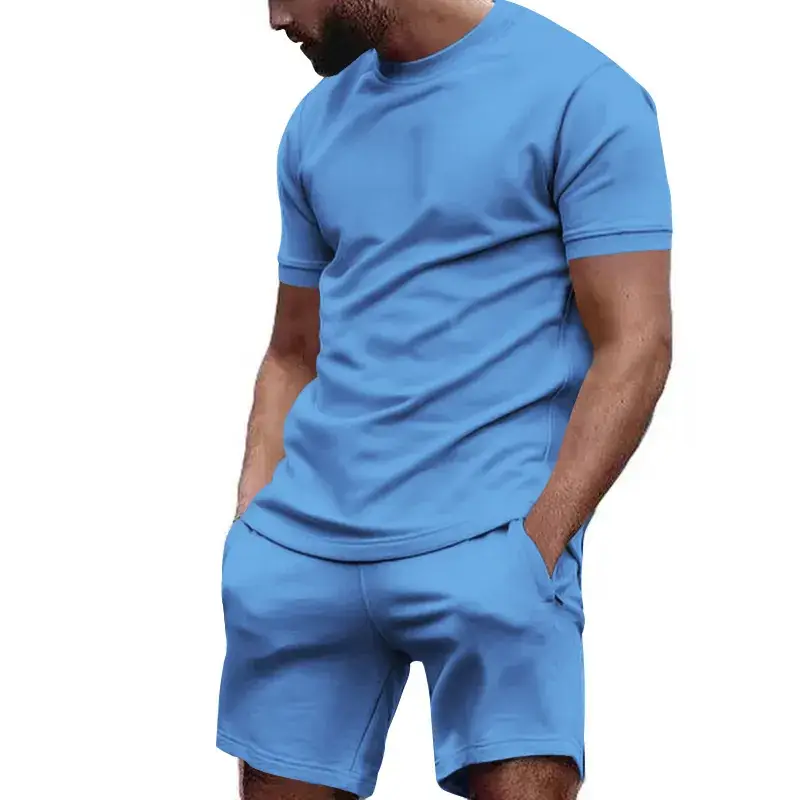 Men's White Crossbody Fitness Shorts & T-Shirt Set — feature 23