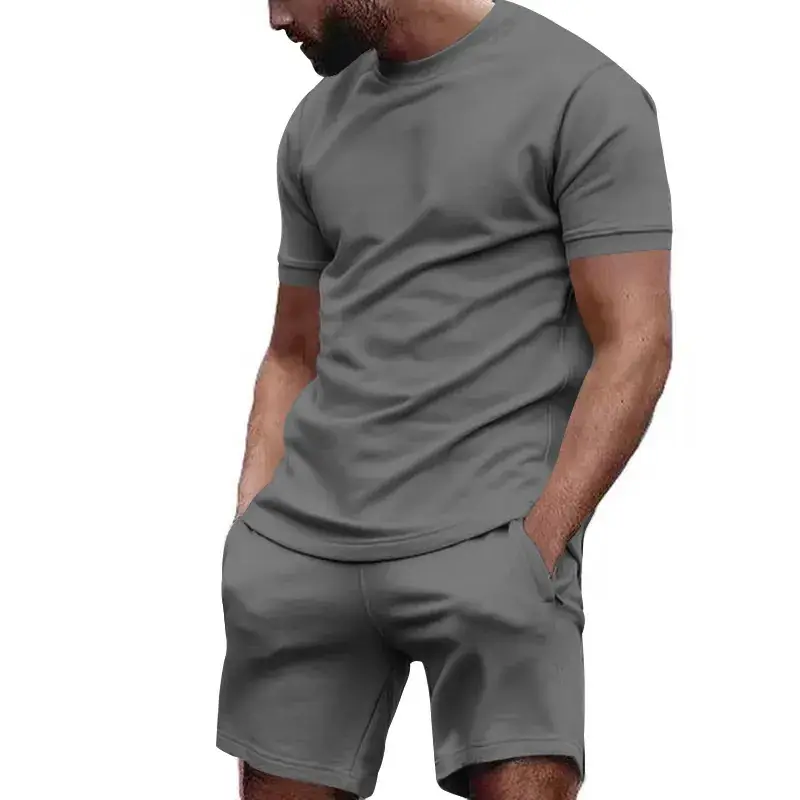 Men's White Crossbody Fitness Shorts & T-Shirt Set — feature 27