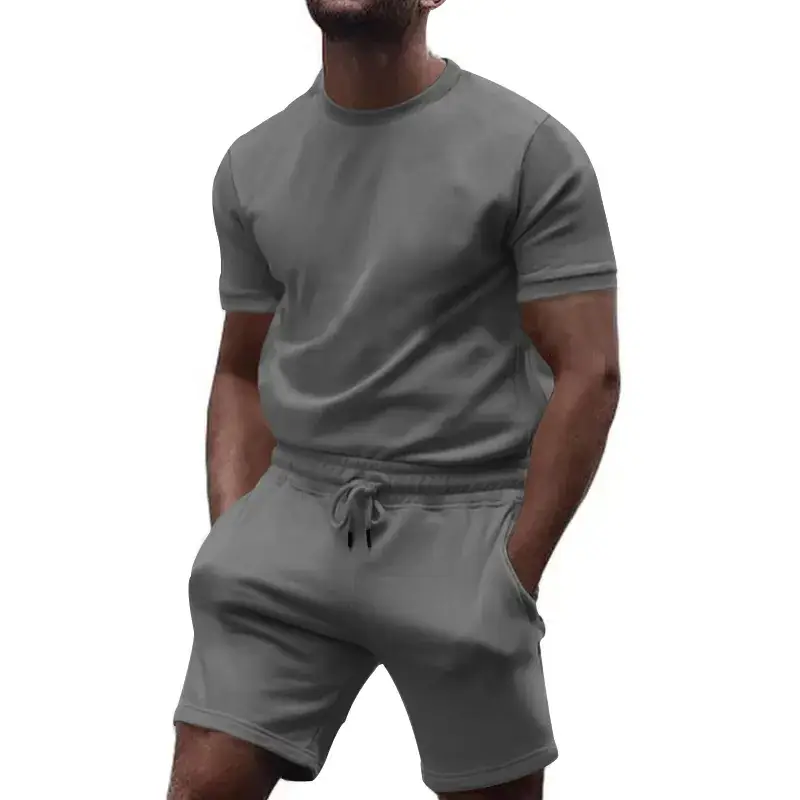 Men's White Crossbody Fitness Shorts & T-Shirt Set — feature 28