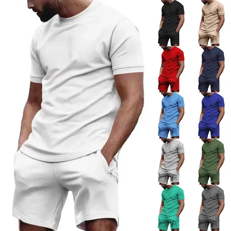 Men's White Crossbody Fitness Shorts & T-Shirt Set — feature 3