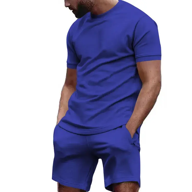 Men's White Crossbody Fitness Shorts & T-Shirt Set — feature 9