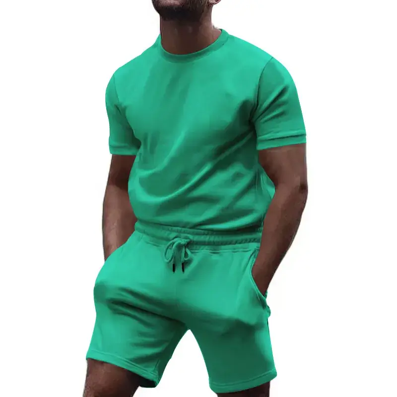 Men's White Crossbody Fitness Shorts & T-Shirt Set - Image 10