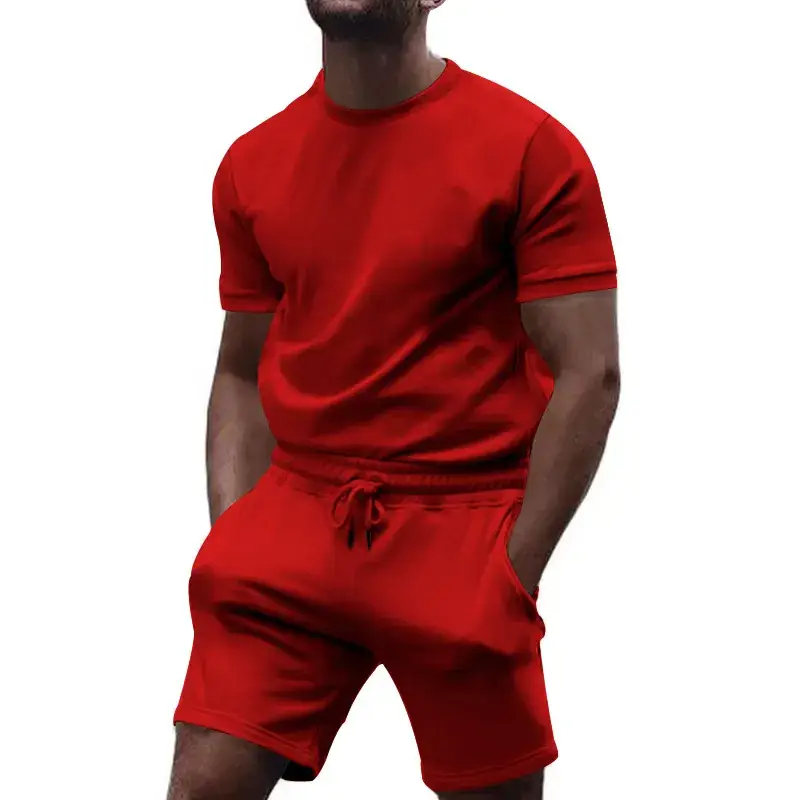 Men's White Crossbody Fitness Shorts & T-Shirt Set - Image 5