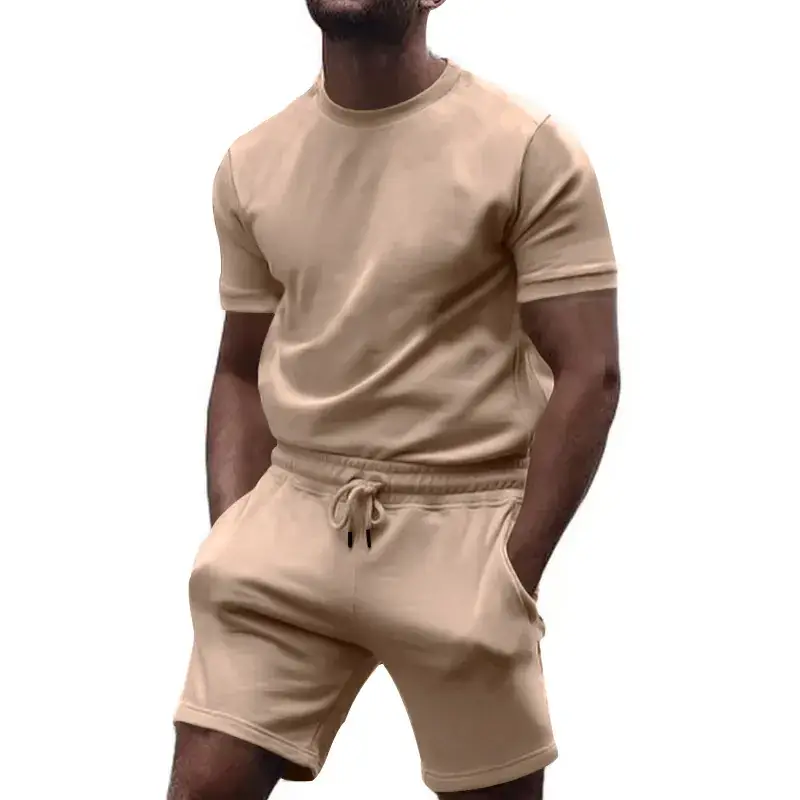 Men's White Crossbody Fitness Shorts & T-Shirt Set - Image 6