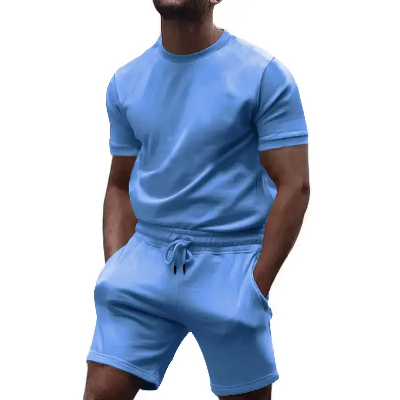 Men's White Crossbody Fitness Shorts & T-Shirt Set - Image 9