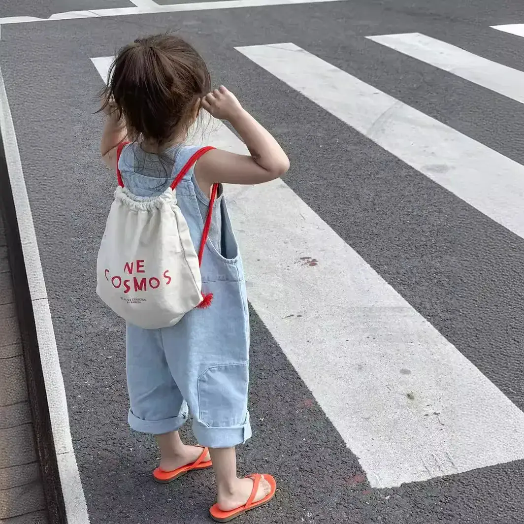Korean Style 7/8 Sleeve Denim Jumpsuit with Vest - Image 5