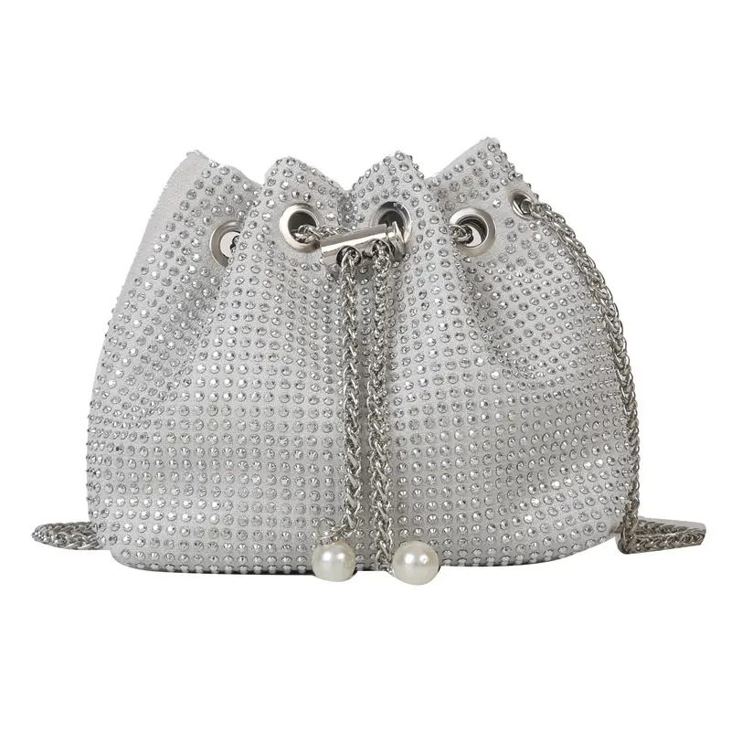 Shiny Diamond Drawstring Bucket Bag Women