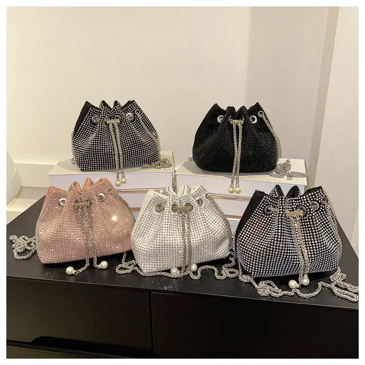 Shiny Diamond Drawstring Bucket Bag Women — feature 10