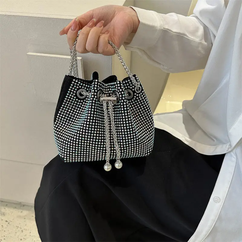 Shiny Diamond Drawstring Bucket Bag Women — feature 11