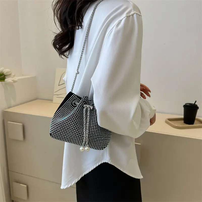Shiny Diamond Drawstring Bucket Bag Women — feature 13