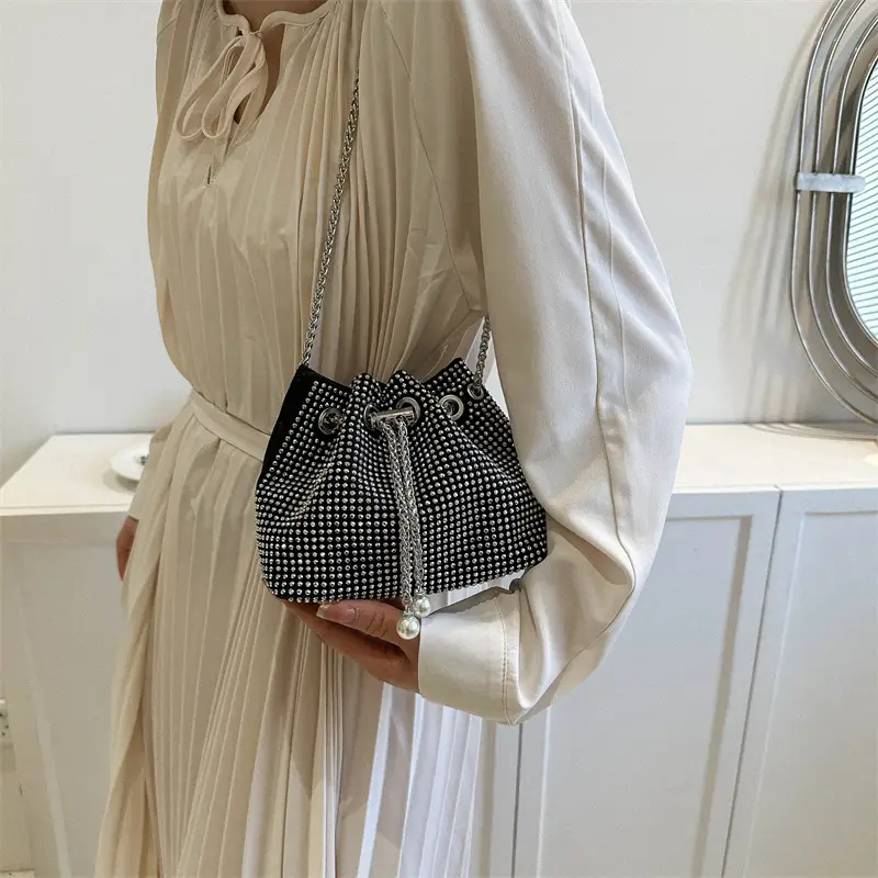 Shiny Diamond Drawstring Bucket Bag Women — feature 14
