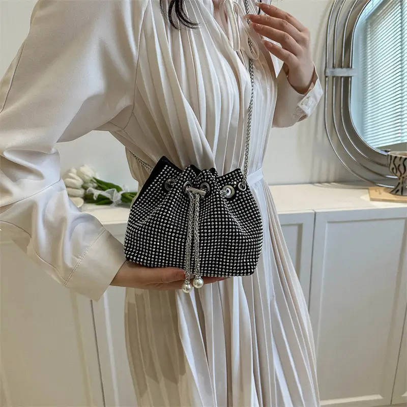 Shiny Diamond Drawstring Bucket Bag Women — feature 15