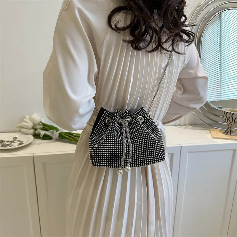 Shiny Diamond Drawstring Bucket Bag Women — feature 16