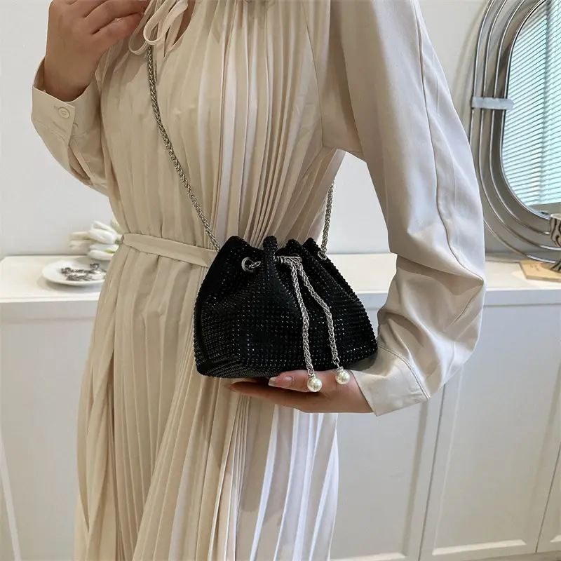Shiny Diamond Drawstring Bucket Bag Women — feature 17