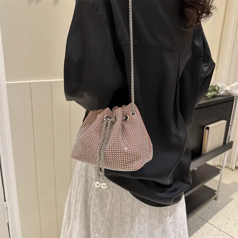 Shiny Diamond Drawstring Bucket Bag Women — feature 23