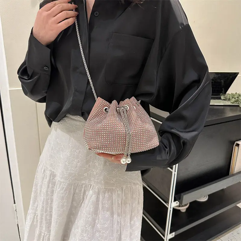 Shiny Diamond Drawstring Bucket Bag Women — feature 24