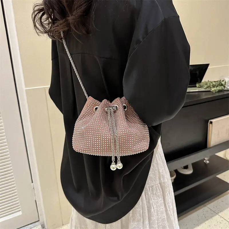 Shiny Diamond Drawstring Bucket Bag Women — feature 25