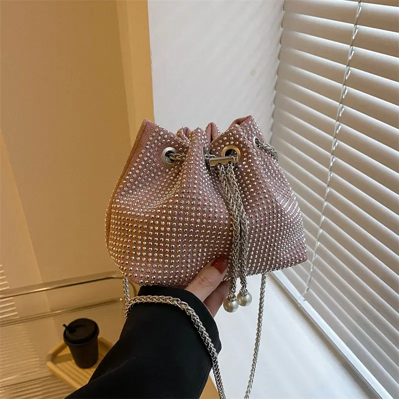Shiny Diamond Drawstring Bucket Bag Women — feature 26