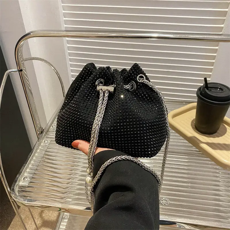 Shiny Diamond Drawstring Bucket Bag Women — feature 27