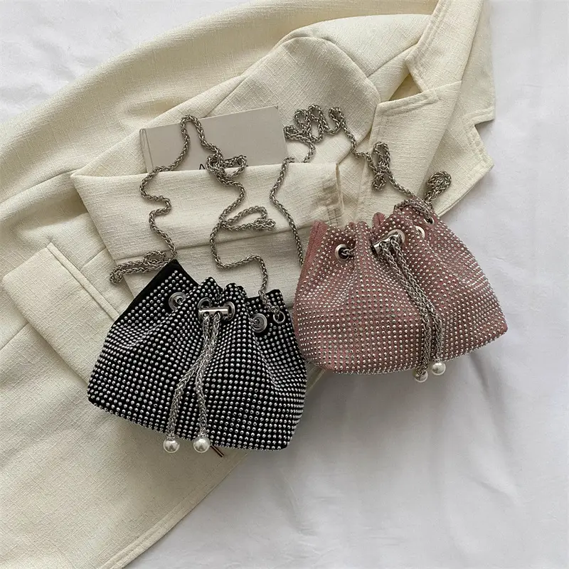 Shiny Diamond Drawstring Bucket Bag Women — feature 31