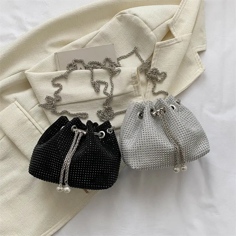 Shiny Diamond Drawstring Bucket Bag Women — feature 32