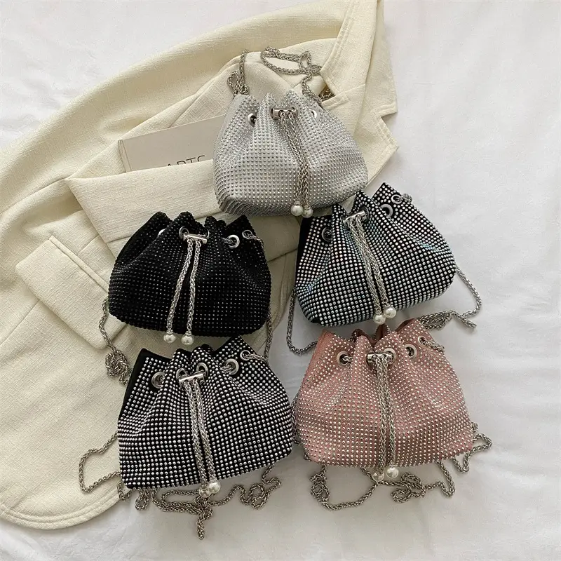 Shiny Diamond Drawstring Bucket Bag Women — feature 33