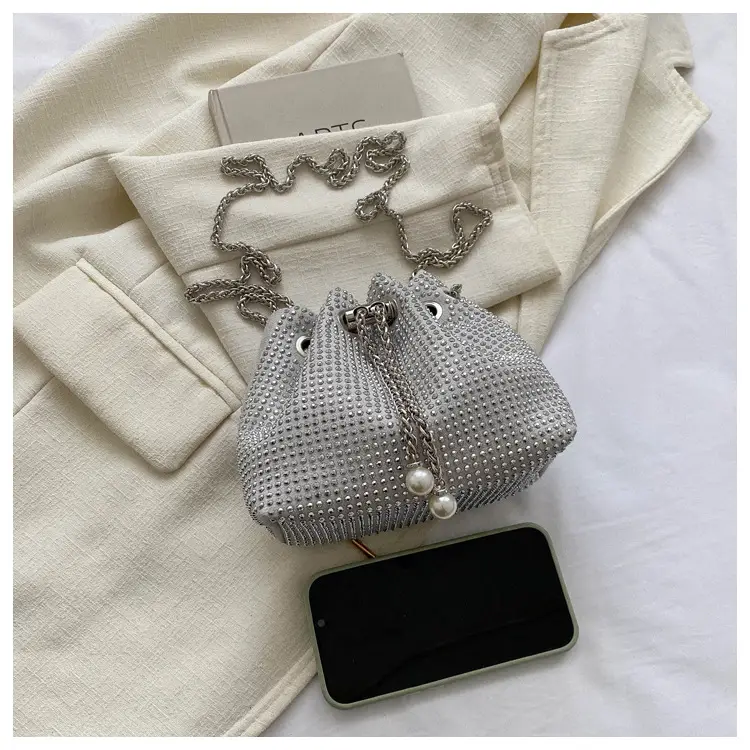 Shiny Diamond Drawstring Bucket Bag Women — feature 7