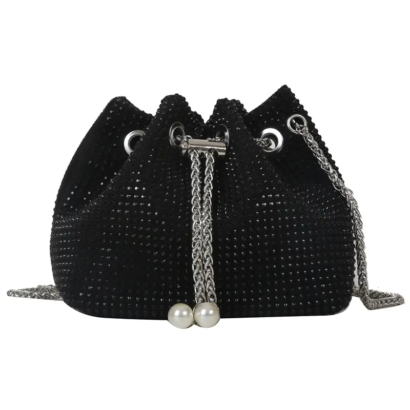 Shiny Diamond Drawstring Bucket Bag Women