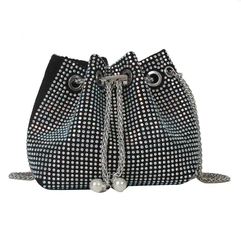 Shiny Diamond Drawstring Bucket Bag Women
