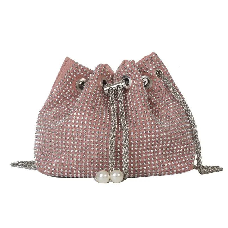 Shiny Diamond Drawstring Bucket Bag Women