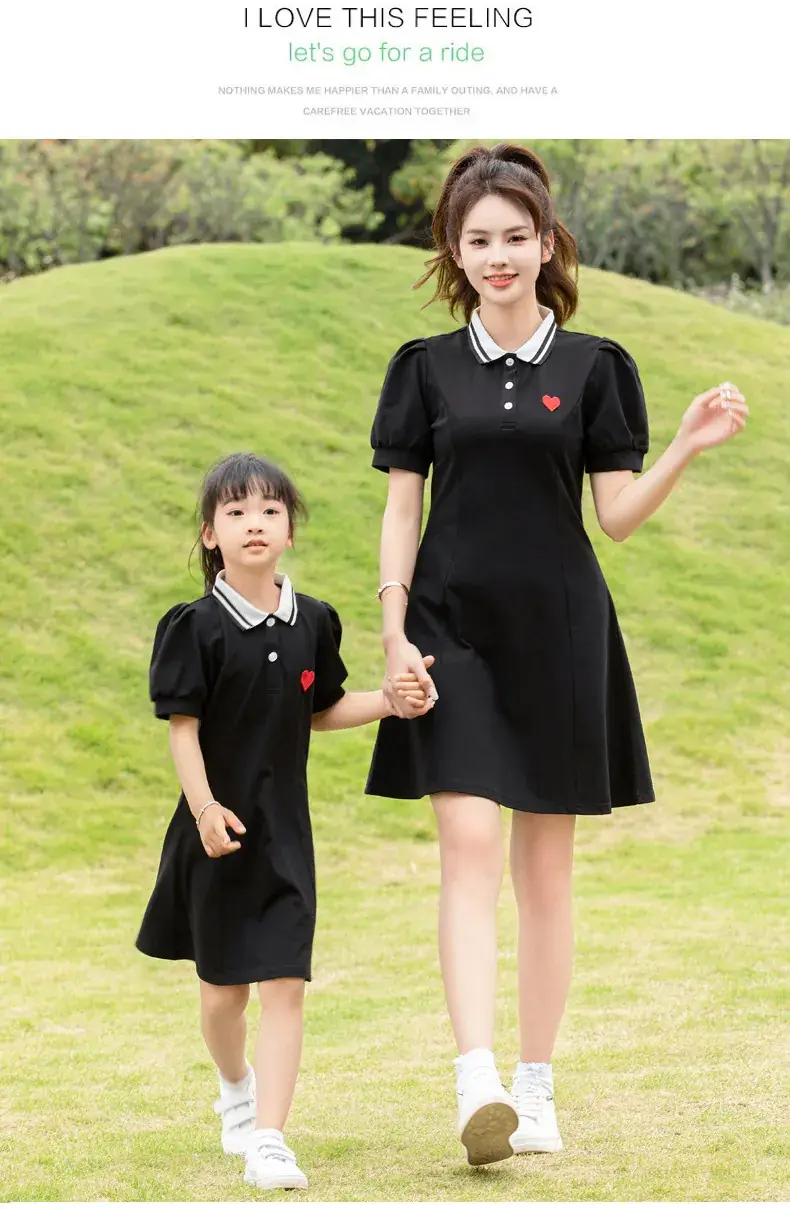 Family 3-Person Black Polo Dress Summer Outfit — feature 10