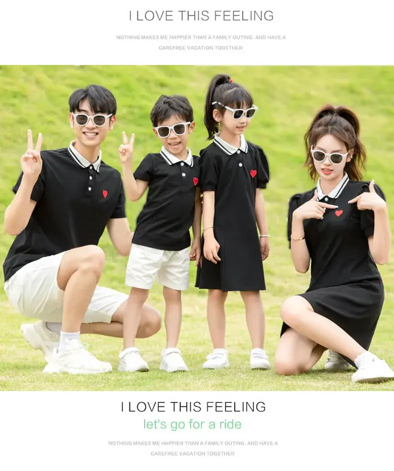 Family 3-Person Black Polo Dress Summer Outfit — feature 11