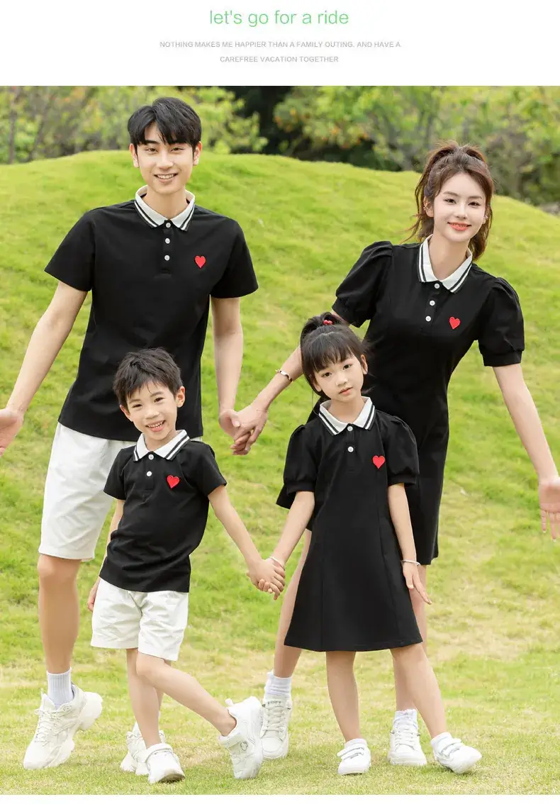 Family 3-Person Black Polo Dress Summer Outfit — feature 14