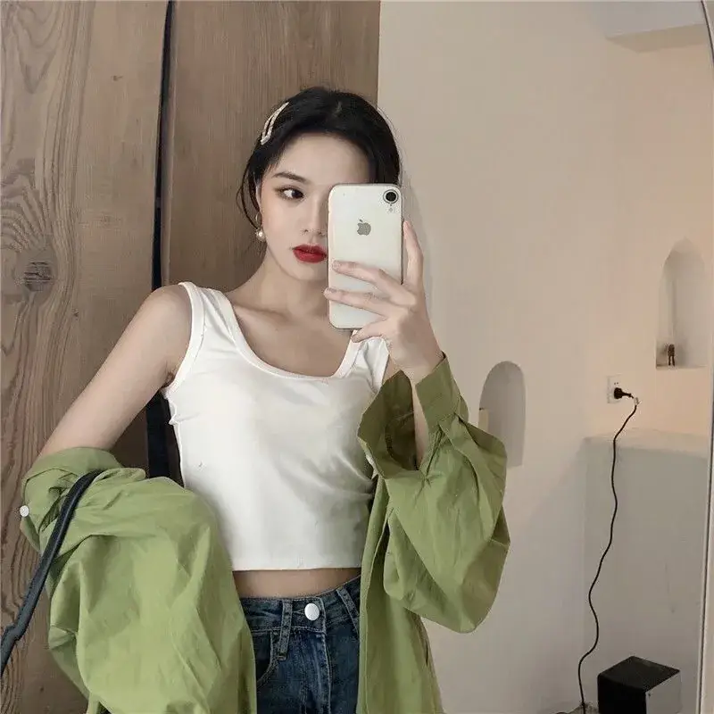 Black Exposed Navel Vest for Women Korean Style - Image 2