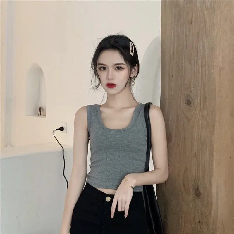 Black Exposed Navel Vest for Women Korean Style - Image 4