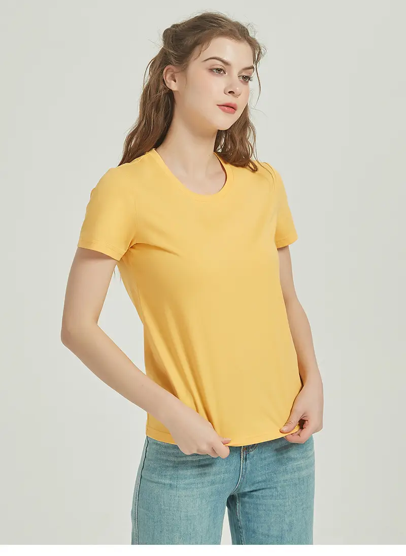 Women Cotton White T-Shirt Short Sleeve Round Neck — feature 52