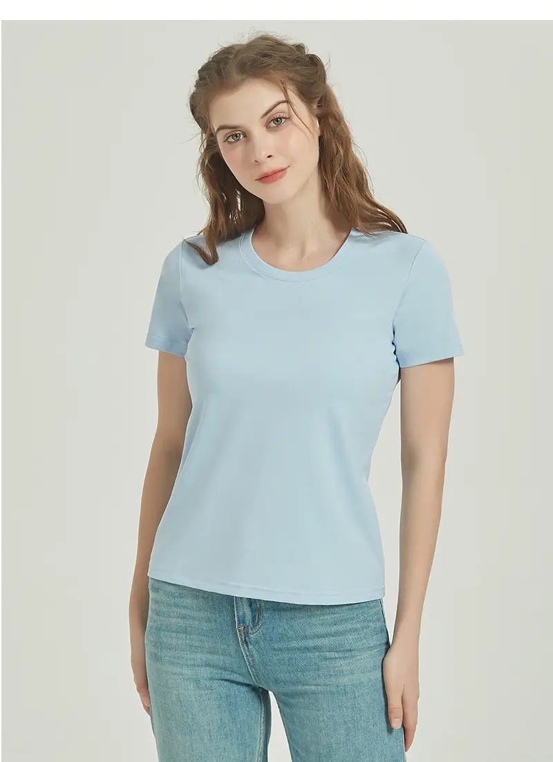Women Cotton White T-Shirt Short Sleeve Round Neck — feature 55