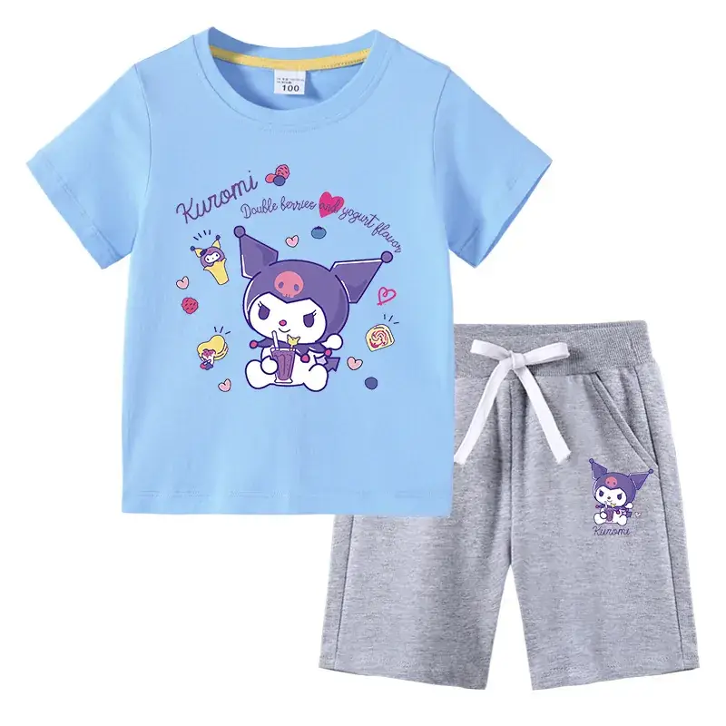 2023 Kids Cotton T-Shirt & Pants Set Navy Gray - Image 6