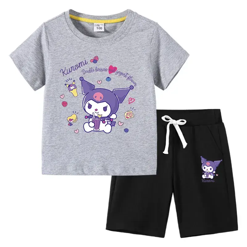 2023 Kids Cotton T-Shirt & Pants Set Navy Gray - Image 14