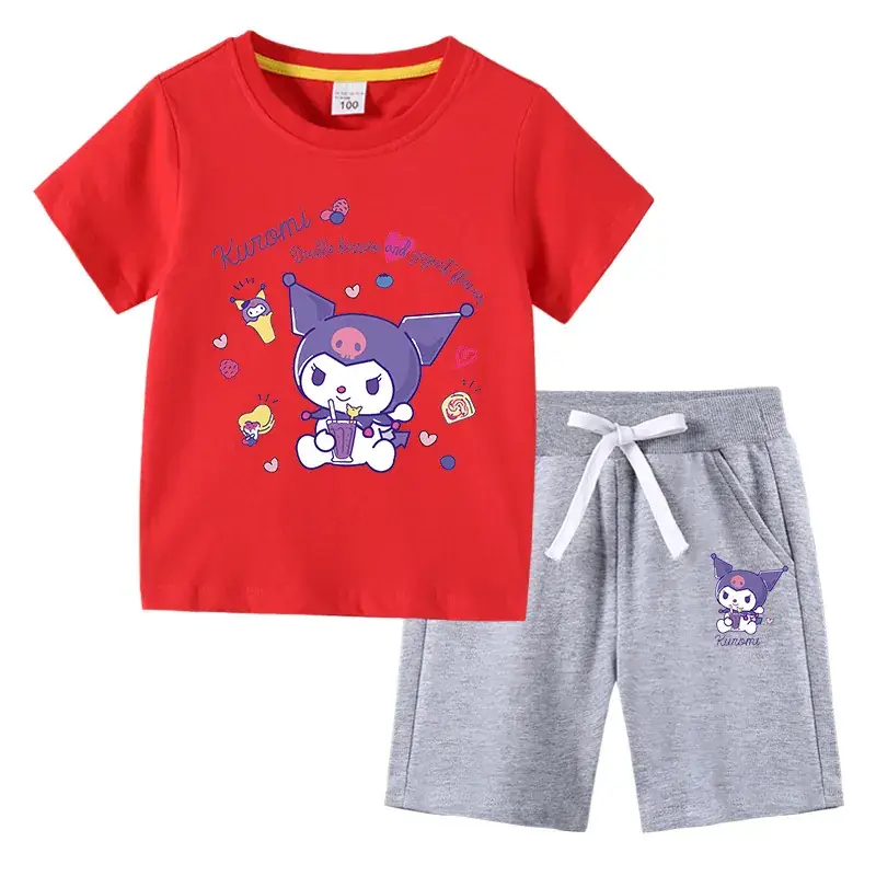 2023 Kids Cotton T-Shirt & Pants Set Navy Gray - Image 5